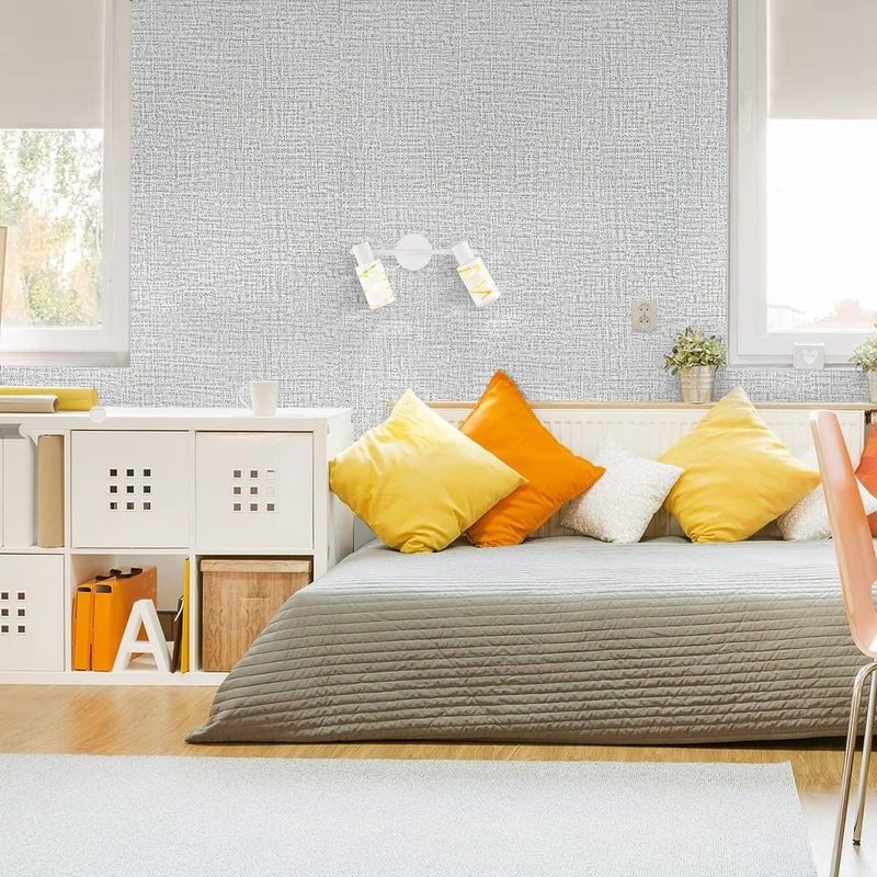lenify Grey Wallpaper Grasscloth Peel and Stick Wallpaper 17.7inchx196.8inch Textured Peel and Stick Grasscloth Removable Grey Contact Paper for Cabinets Self Adhesive Removable Wall Paper Vinyl - Image 2